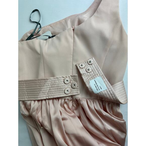 Vera Wang White Size 4 Blush Pink One Shoulder Satin Formal Gown Bridesmaid - Picture 13 of 16